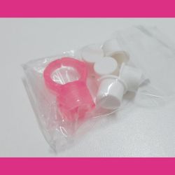  Anel plastico rosa c/5 Batoques Branco -  TC Cosmetics